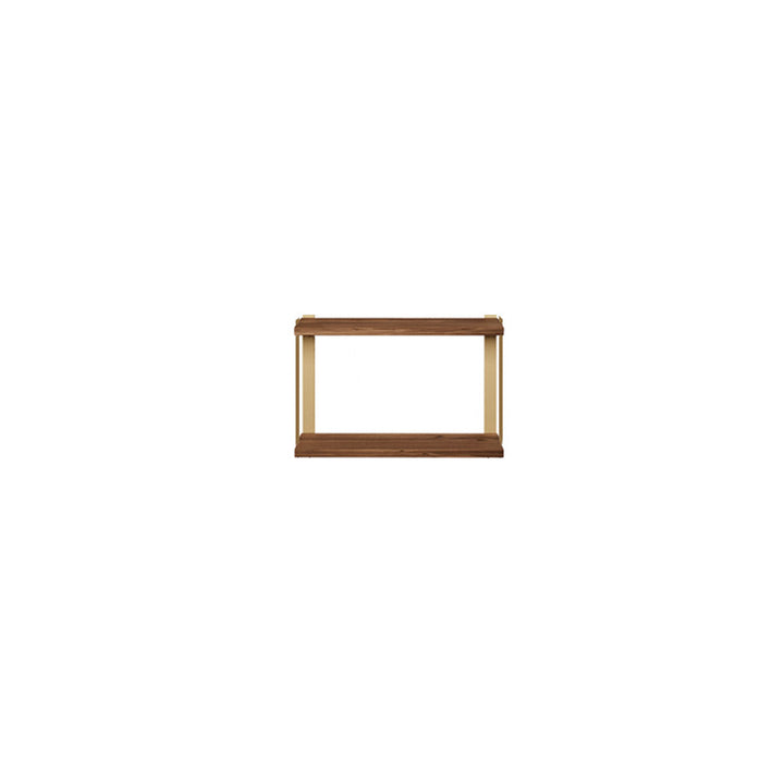 2 tier wood shelving unit black walnut brass bookend brackets by Vault Furniture. 24"x16"