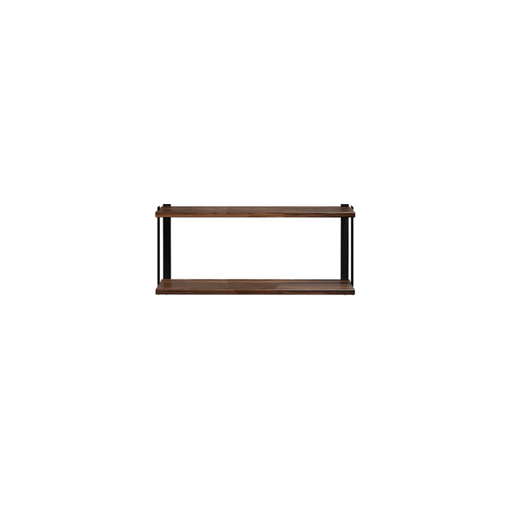 2 tier wood shelving unit black walnut black bookend brackets by Vault Furniture. 36"x16"