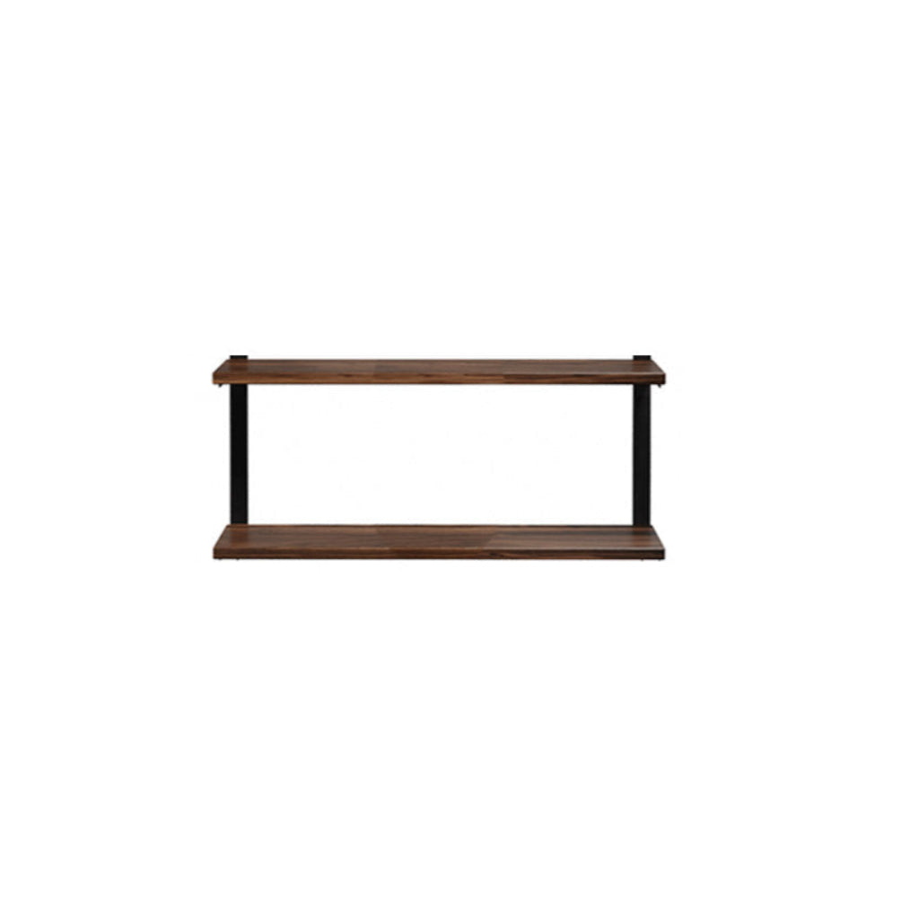 2 tier wall shelving black walnut with black brackets by Vault Furniture. 36"x16"