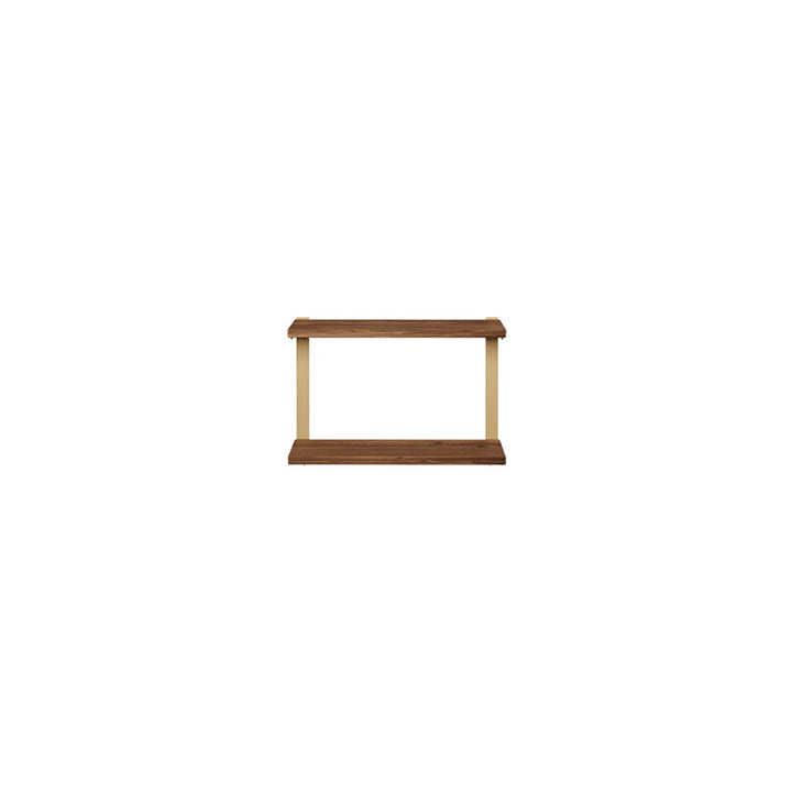 2 tier wall shelving black walnut with brass brackets by Vault Furniture. 24"x16"