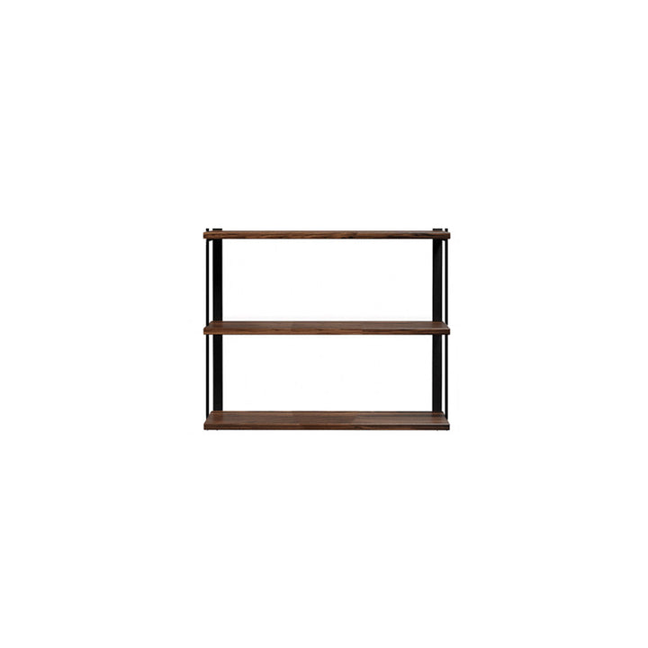 3 tier bookshelf in walnut and brass by Vault Furniture. 36"x30"