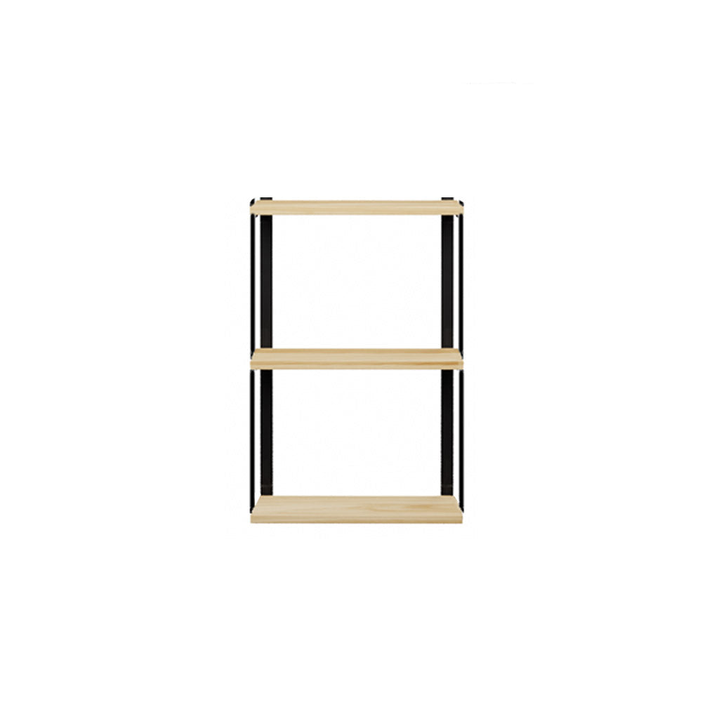 3 tier wood shelves with bookend brackets for wall mounting by Vault Furniture. 24"x37"