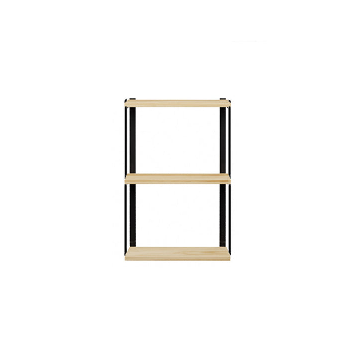 3 tier wood shelves with bookend brackets for wall mounting by Vault Furniture. 24"x37"