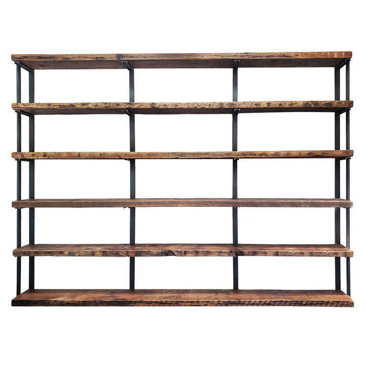 Wall Mounted Shelving Unit: 6 Shelf with Bookends 72"H