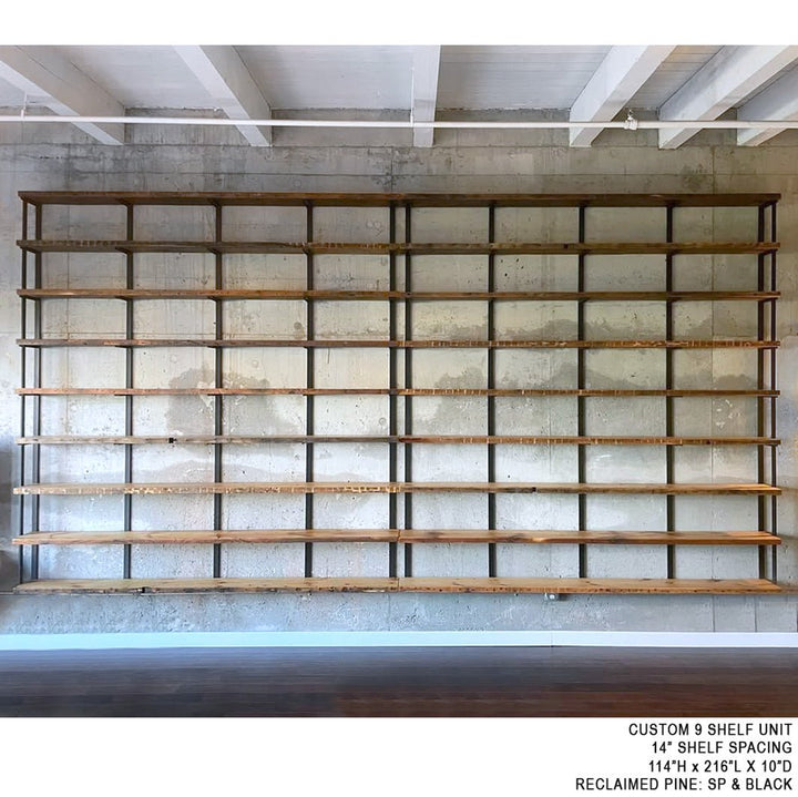 Wall Mounted Shelving: 6 Shelf Unit with Bookends 89.5"H