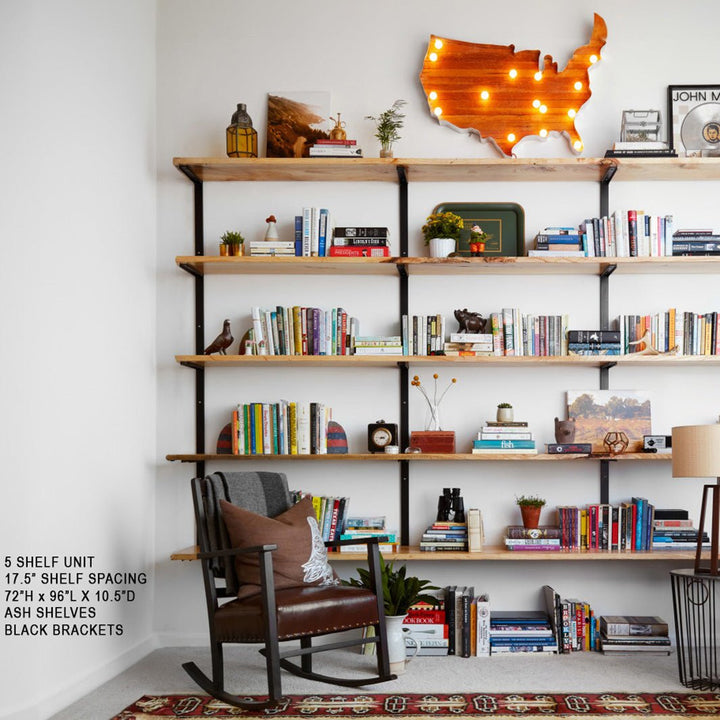Wall Mounted Shelving: 4 Shelf Unit 54.5"H