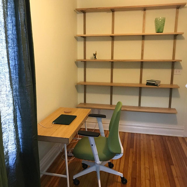 Ash shelves with brass brackets