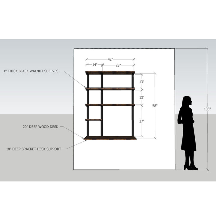 Floating Desk + 4 Shelves