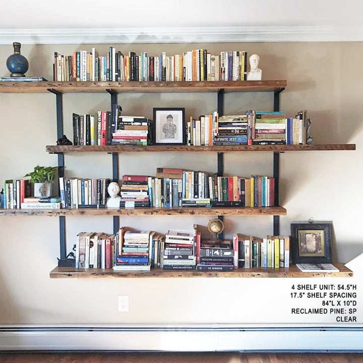 Wall Mounted Shelving: 4 Shelf Unit 54.5"H