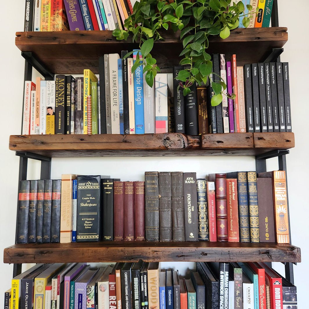 Wall Mounted Shelving Unit: 6 Shelf with Bookends 72"H