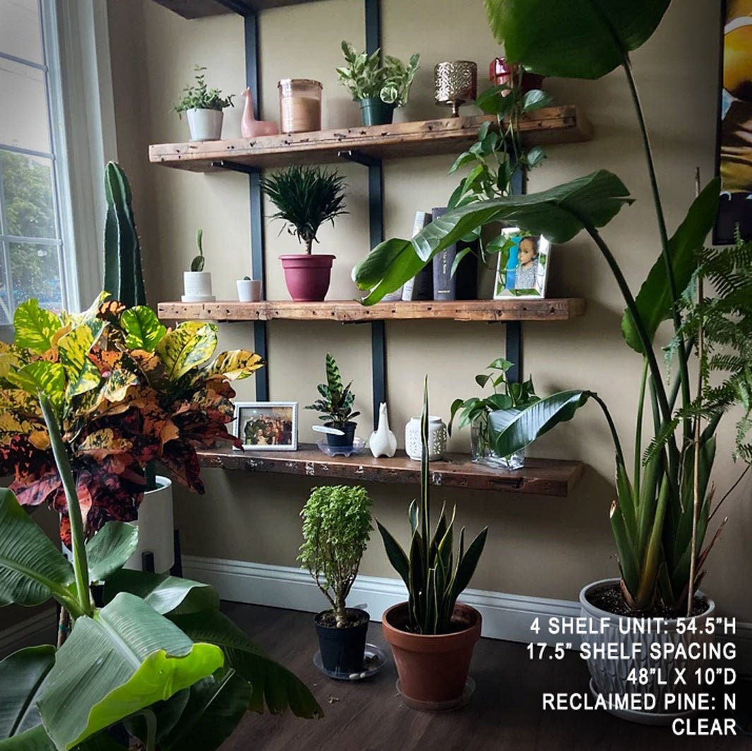 Wall Mounted Shelving: 4 Shelf Unit 54.5"H