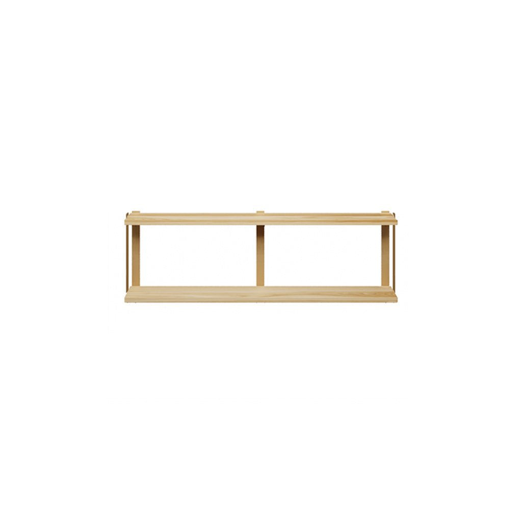 2 tier wood shelving unit ash brass bookend brackets by Vault Furniture. 48"x16"
