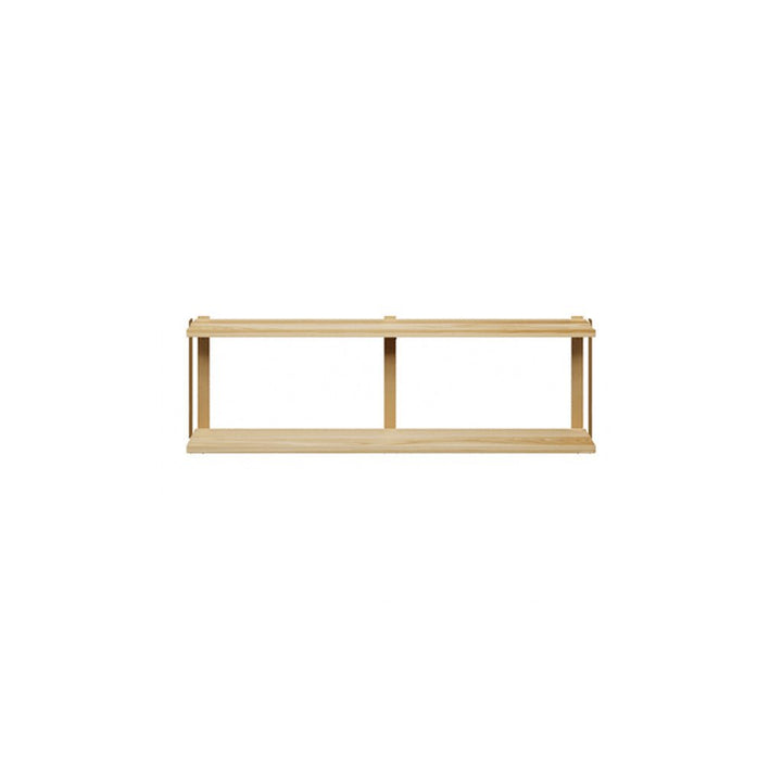 2 tier wood shelving unit ash brass bookend brackets by Vault Furniture. 48"x16"