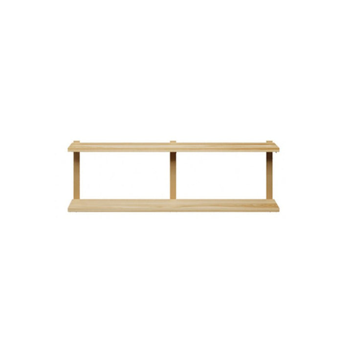 2 tier wood shelves in ash with brass shelf brackets by Vault Furniture. 48"x16"