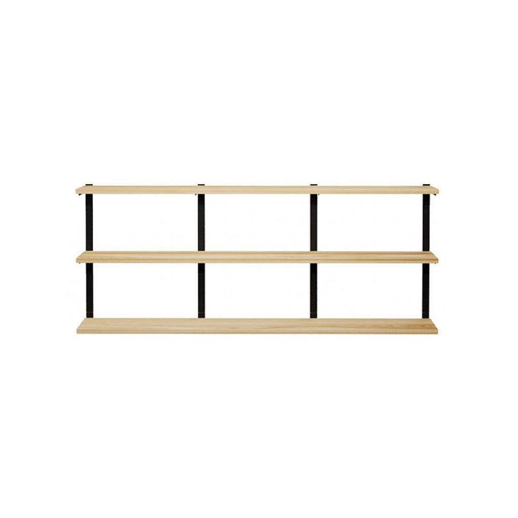 3 tier bookshelves in ash with black brackets by Vault Furniture. 72"x30"