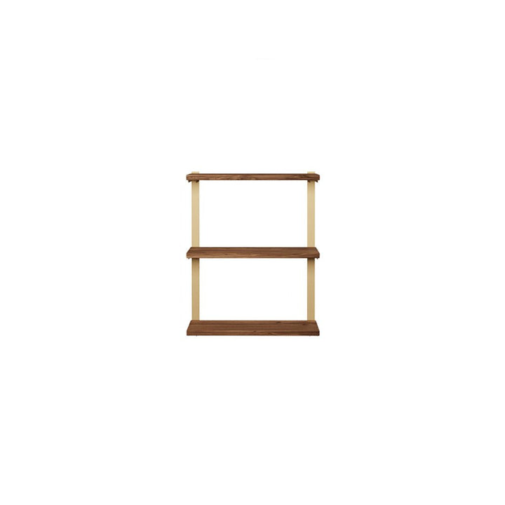 3 tier wall shelving black walnut brass brackets by Vault Furniture. 24"x30"