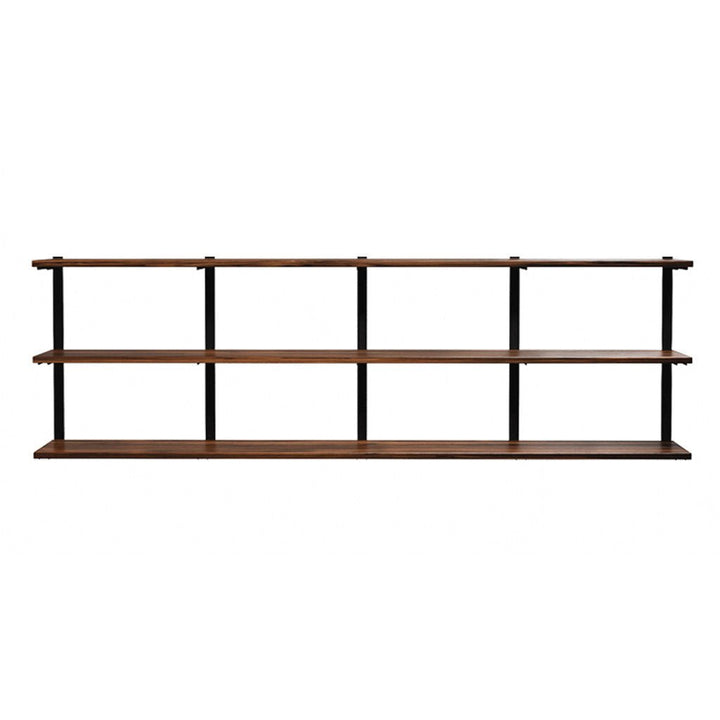3 tier wall shelving black walnut black brackets by Vault Furniture. 96"x30"