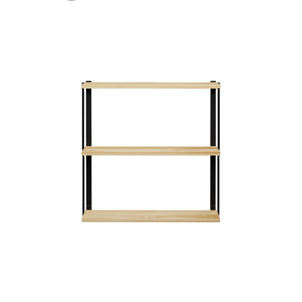 3 tier wood shelves with bookend brackets for wall mounting by Vault Furniture. 36"x37"