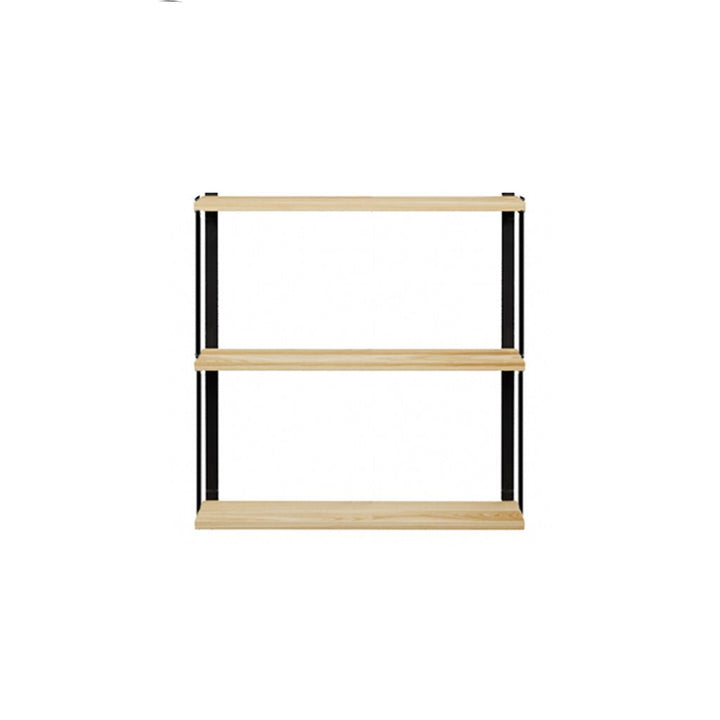 3 tier wood shelves with bookend brackets for wall mounting by Vault Furniture. 36"x37"