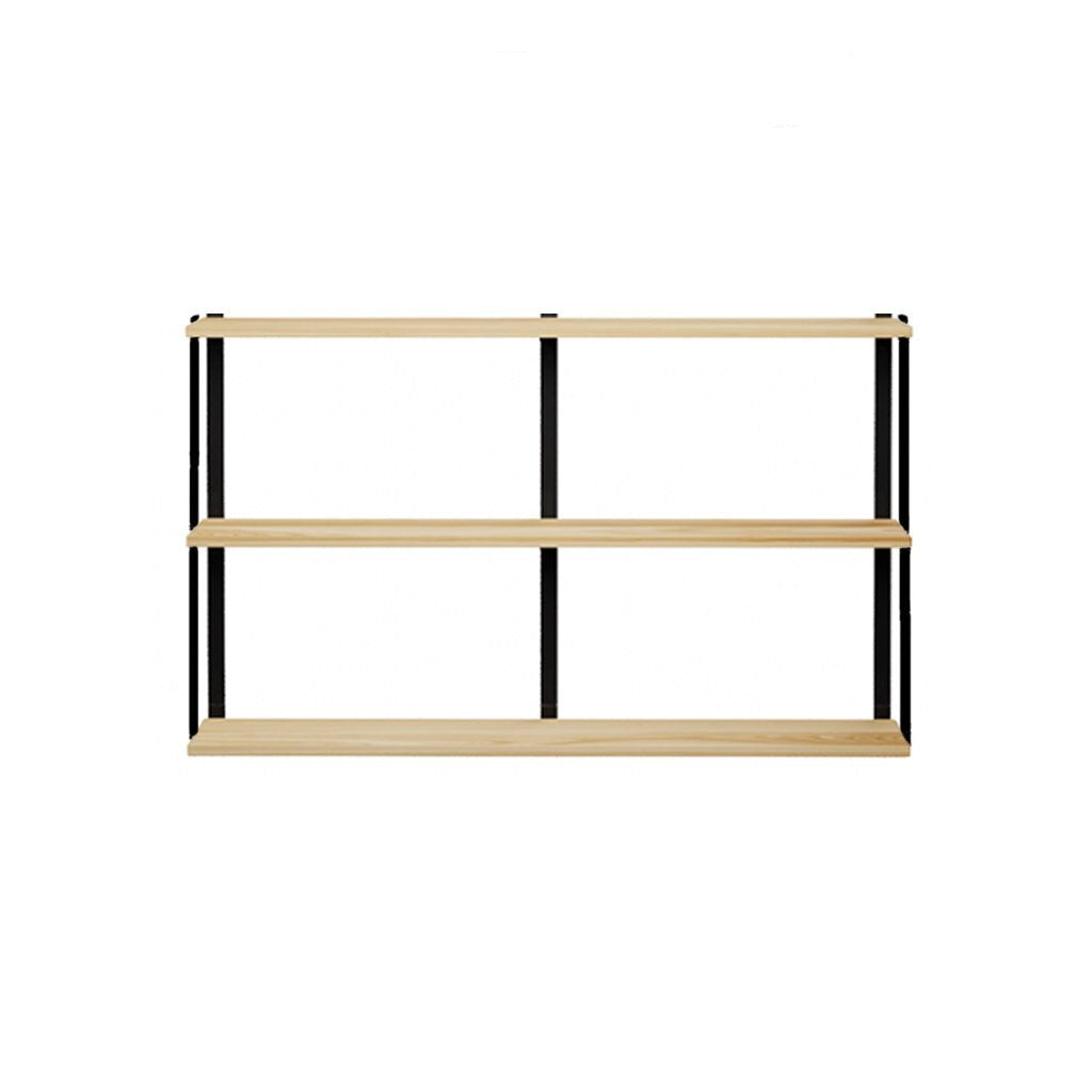 3 tier wood shelves with bookend brackets for wall mounting by Vault Furniture. 60"x37"