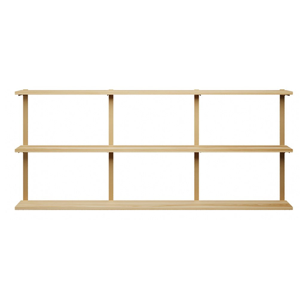 3 tier shelving unit with heavy duty shelf brackets in ash and black. 84"x37"