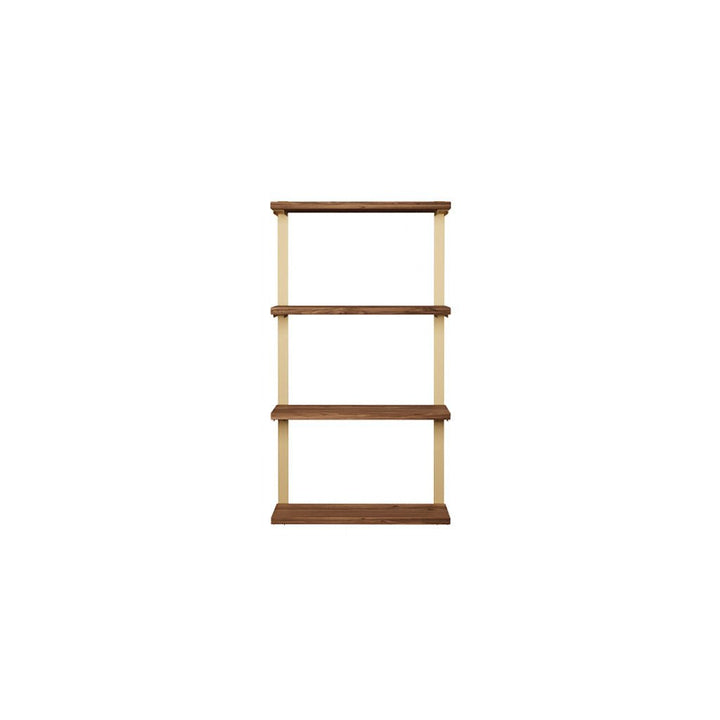 4 tier bookshelf in walnut and brass by Vault Furniture. 24"x44"