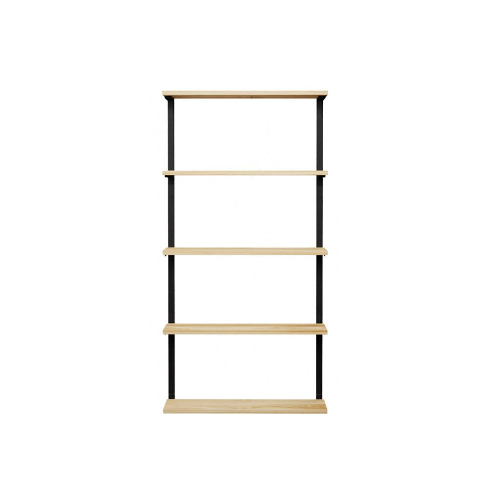 5 tier floating wall shelves, ash and black brackets. 36"x72" by Vault Furniture