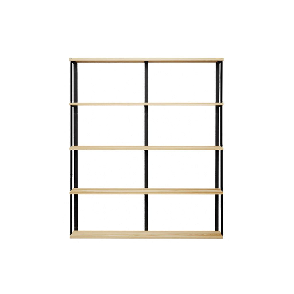 5 tier floating wall shelves with bookend detail. 60x72 by vault furniture