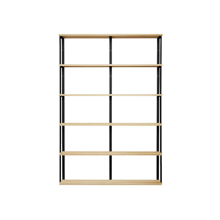 6 tier wall shelves with bookend brackets. 60"L x 89.5" by Vault Furniture