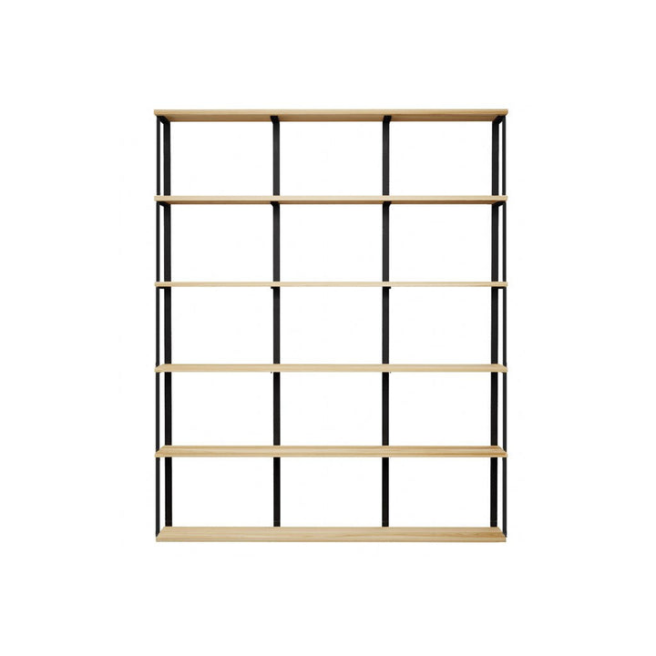 6 tier wall shelves with bookend brackets. 72"L x 89.5" by Vault Furniture