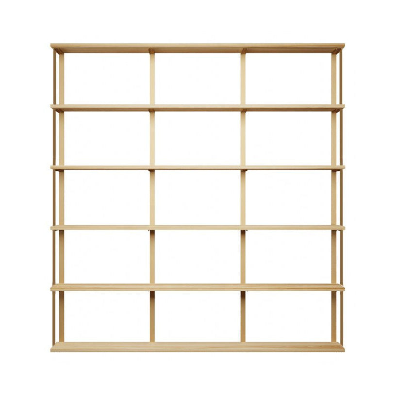 6 tier bookshelves with bookend brackets. 84"L x 89.5" by Vault Furniture