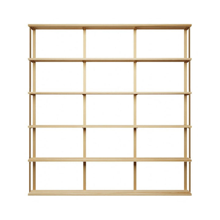 6 tier bookshelves with bookend brackets. 84"L x 89.5" by Vault Furniture