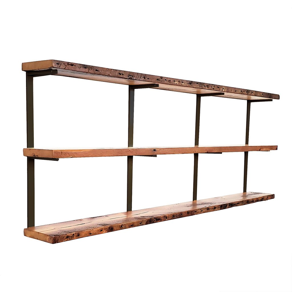 wooden wall shelves with brackets
