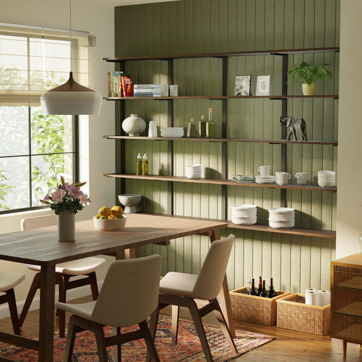 Black walnut dining room shelves by vault furniture