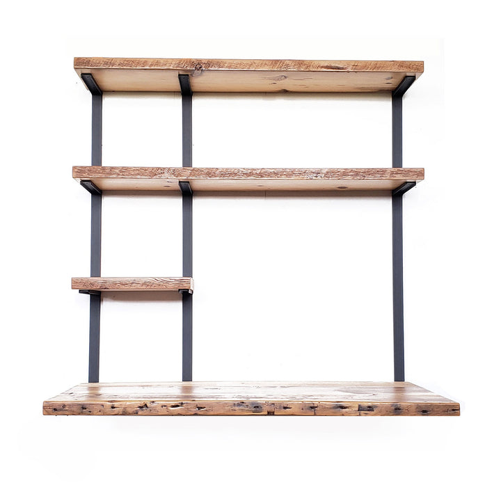 metal brackets for floating computer desk with 3 shelves by vault furniture