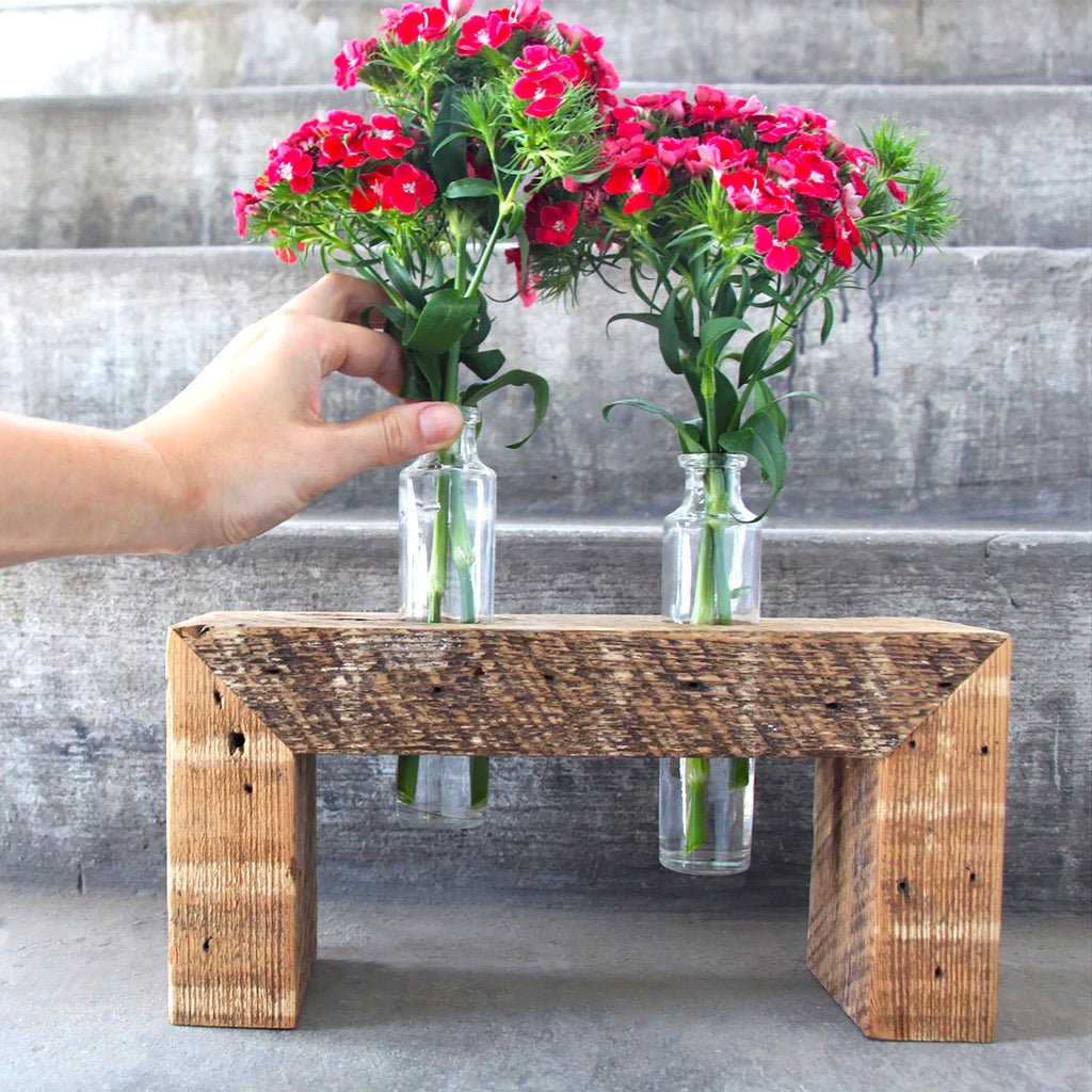 Reclaimed Wood Vase: 3 Bottle