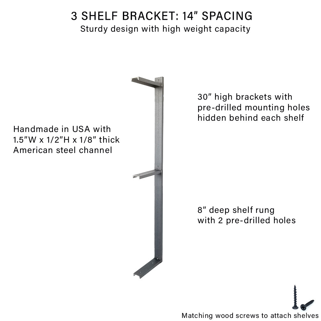 Wall Mounted Shelving: 3 Shelf Unit 30"H