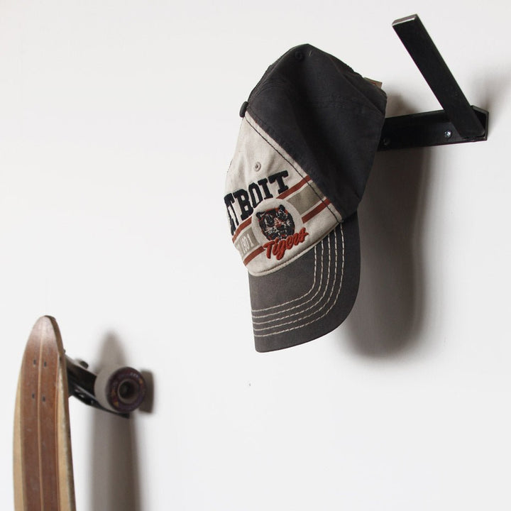 Modern wall hooks for displaying longboard or hat