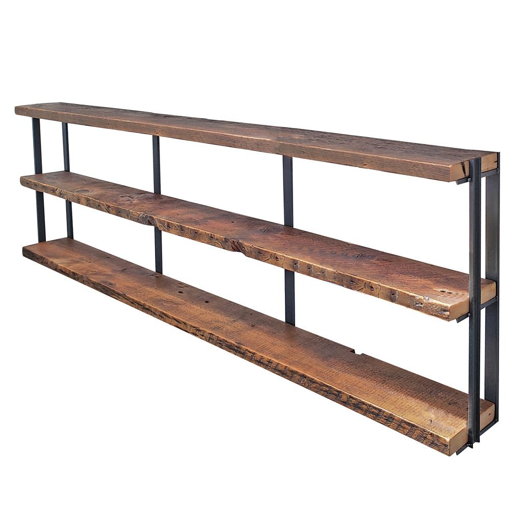 modular shelving 3-tier 30"H solid reclaimed pine and steel handmade in USA