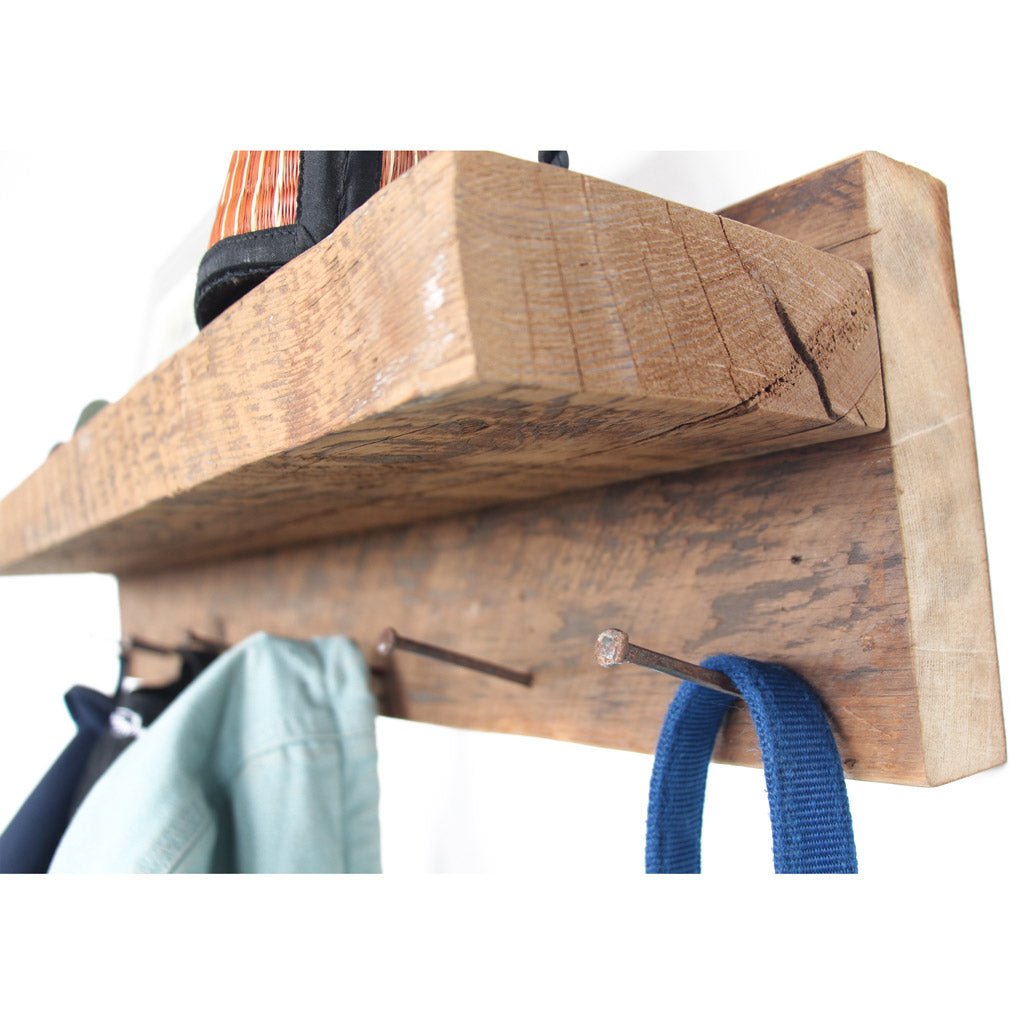 Rustic wall mounted entryway storage rack