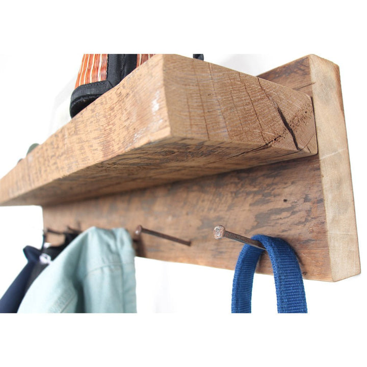 Rustic wall mounted entryway storage rack
