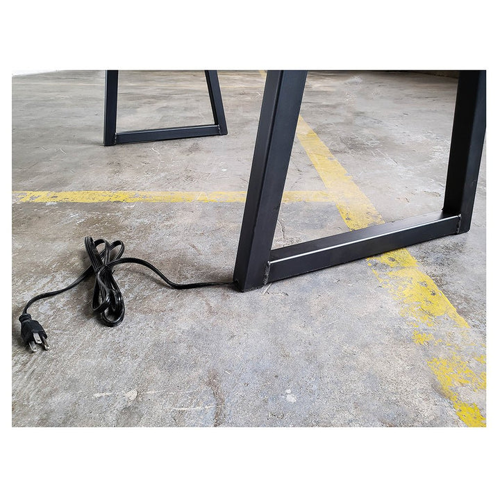 Steel desk legs with power cord concealment by Vault Furniture