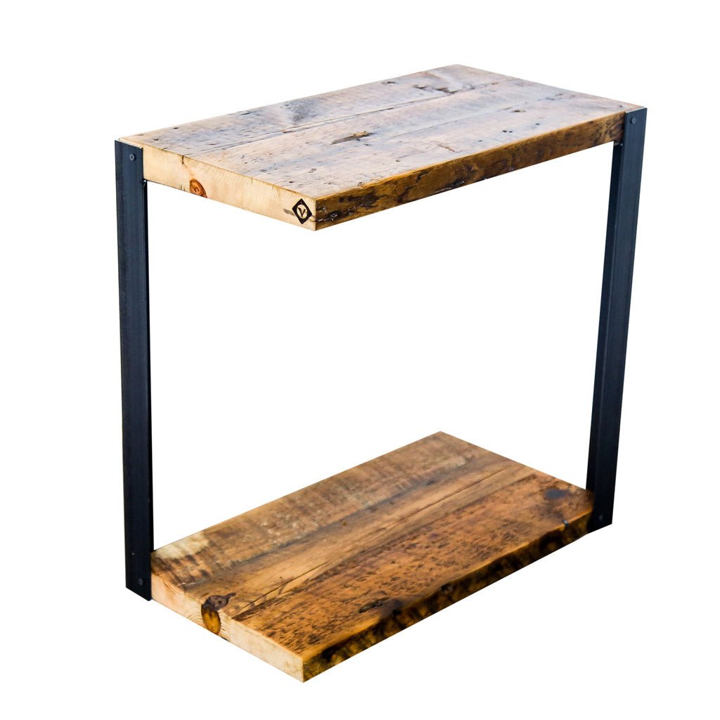 Unique side table hand-made in USA with Reclaimed wood