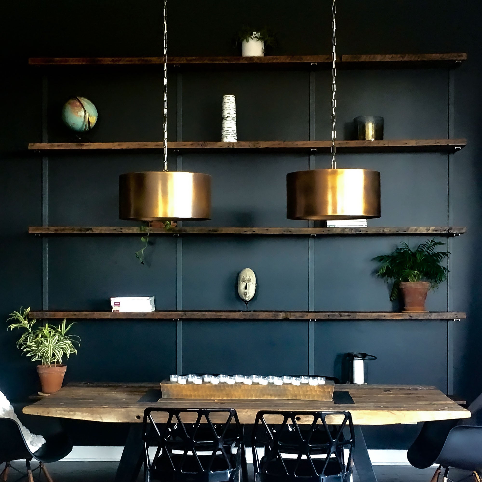 reclaimed wood and steel wall shelves by vault furniture