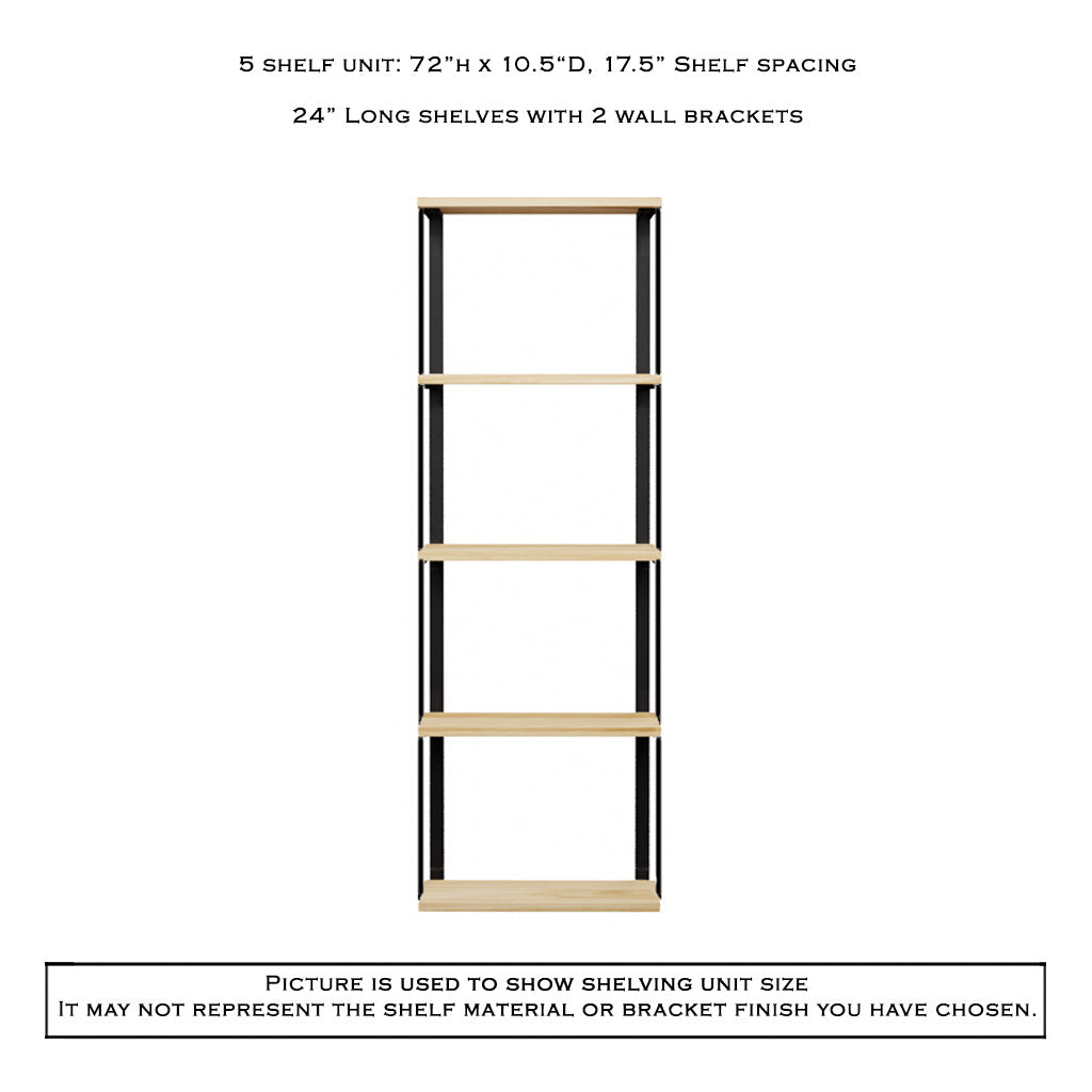 5 Tier wood shelves 24x72 by Vault Furniture