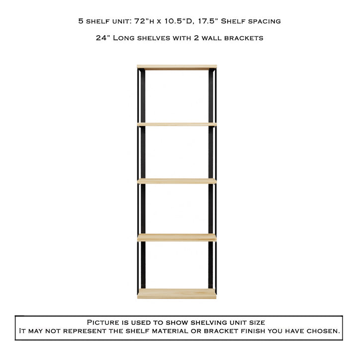 5 Tier wood shelves 24x72 by Vault Furniture