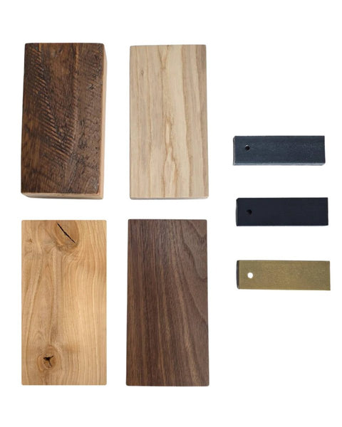Solid Wood & Steel Finish Samples for Custom Shelving – Vault