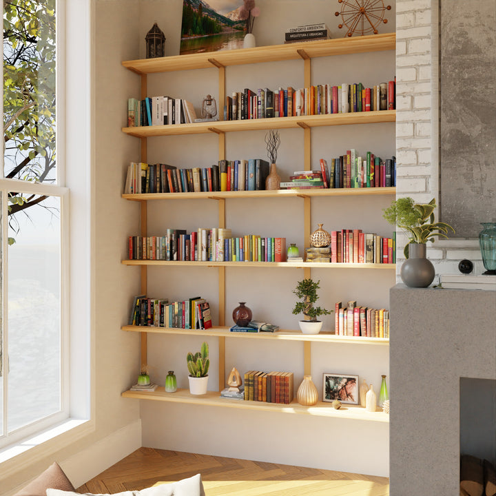 Wall Mounted Shelving: 6 Shelf Unit 89.5"H