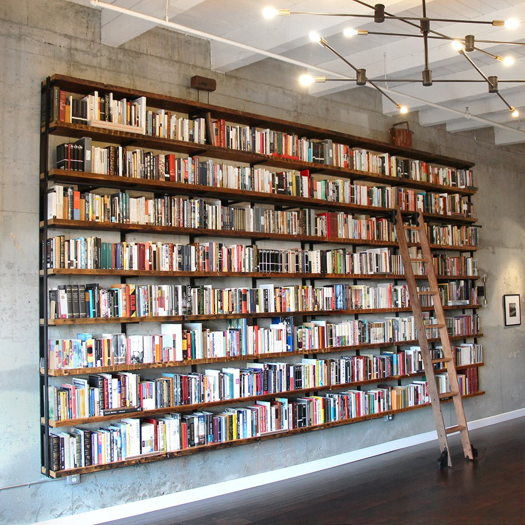 Wall Mounted Shelving Unit: 6 Shelf with Bookends 72"H