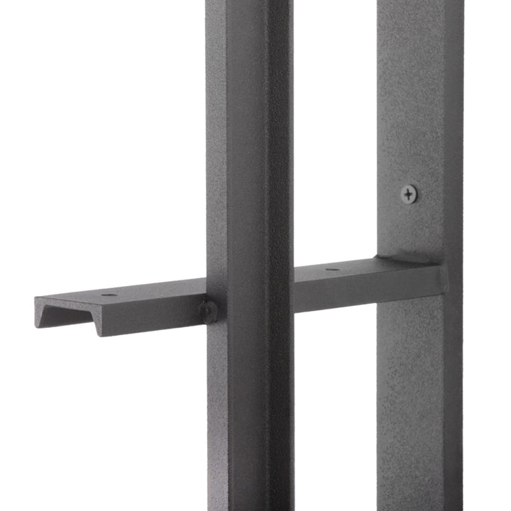 Black metal shelf brackets made from solid american steel. heavy duty floating bookshelf brackets with black powder coating. Made in USA by Vault FUrniture